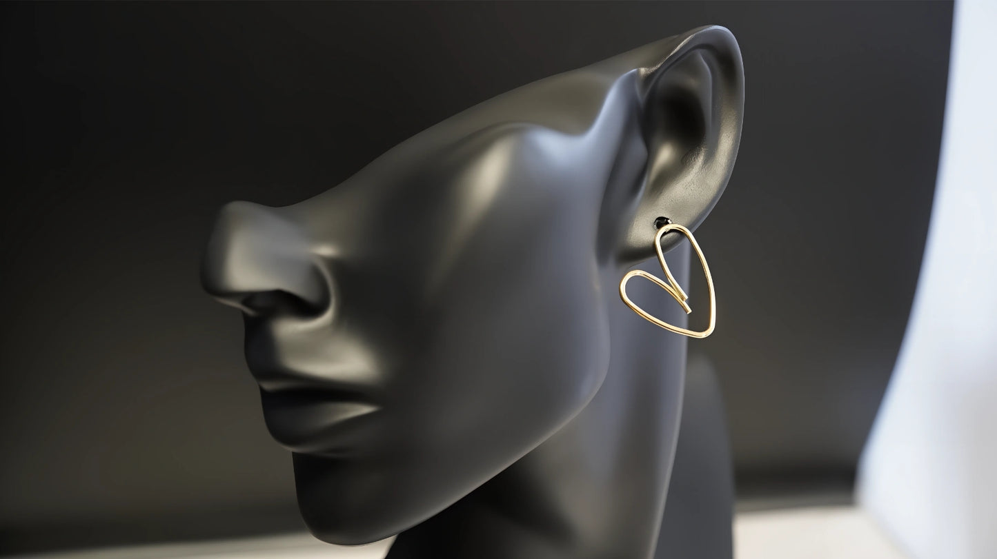 ORECCHINI GEOMETRICI A CUORI IRREGOLARI ASIMMETRICI