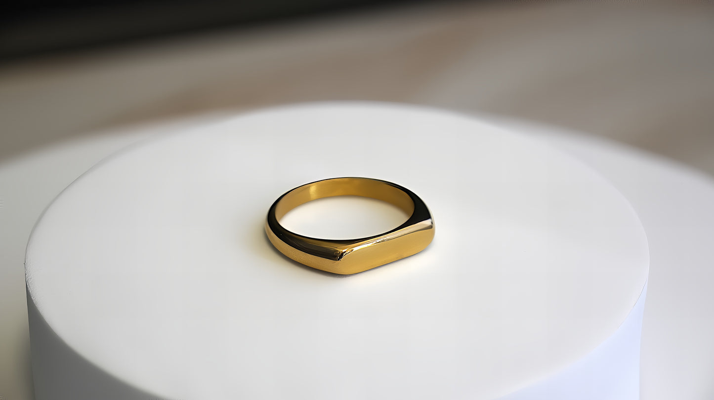 ANELLO GEOMETRICO A FEDE CON SIGILLO PERSONALIZZABILE