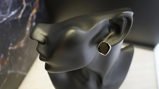 ORECCHINI GEOMETRICO A MACCHIA D'OLIO (tg. Media)